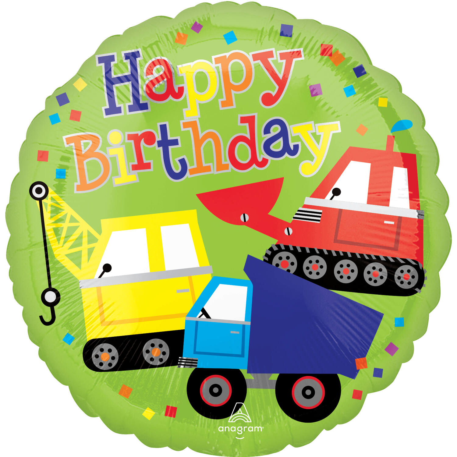 Foil Balloon - "Happy Birthday" - Birthday Trucks - 45 cm